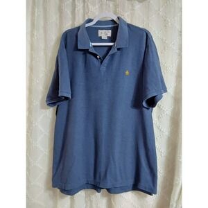 Original Penguin Mens XXL Blue Heathered Pique Short‎ Sleeve Logo Polo Shirt